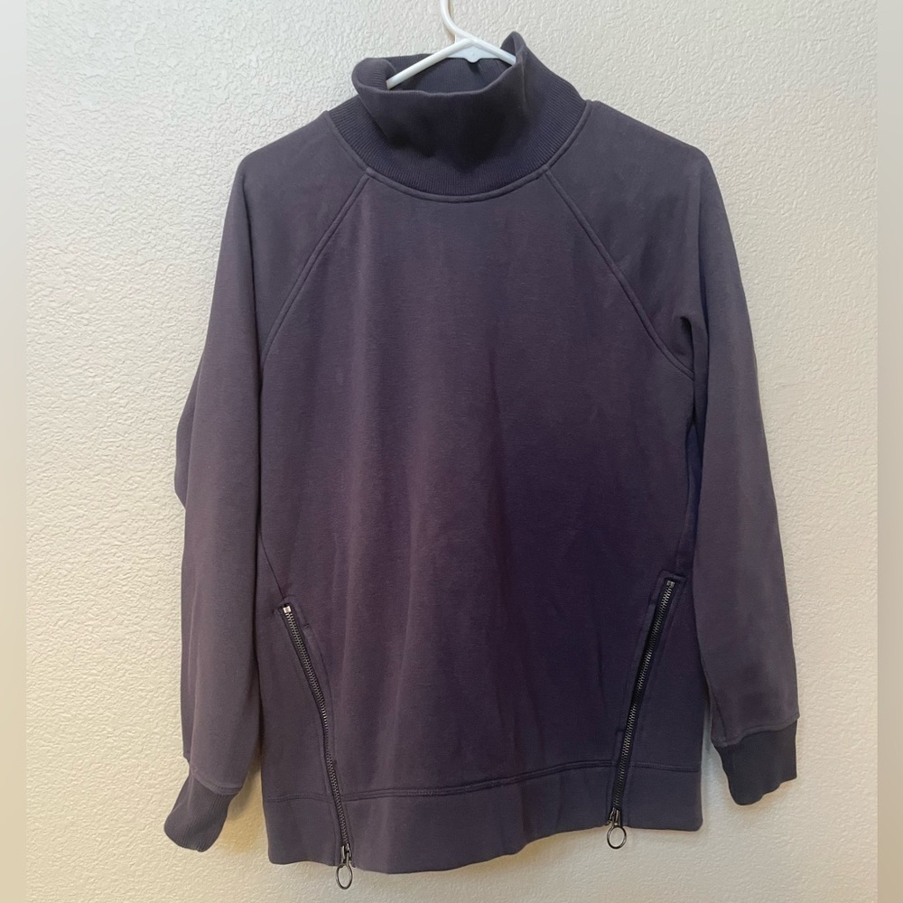 ATHLETA Cozy Karma Purple Side Zip Funnel Neck Mock Neck Sweatshirt Sz Small S - Picture 7 of 13